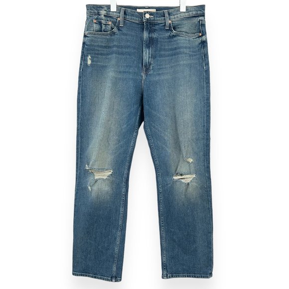 MOTHER Denim - Mother Superior Medium Wash High Waisted "Rider Ankle" Straight Leg Jeans